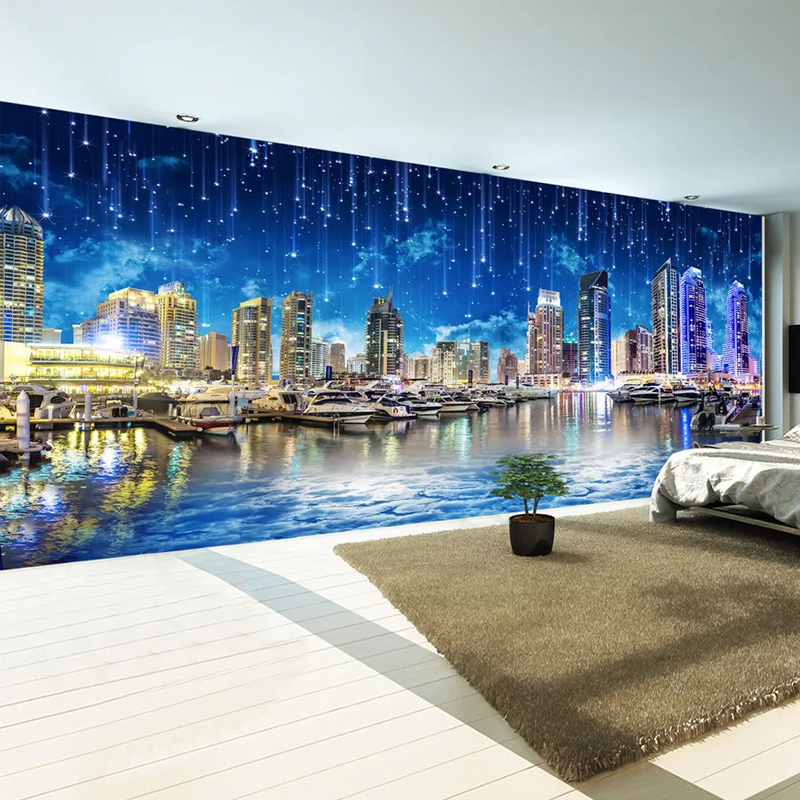 Home Textiles Photos - Custom Mural Non-woven Wallpaper City Night