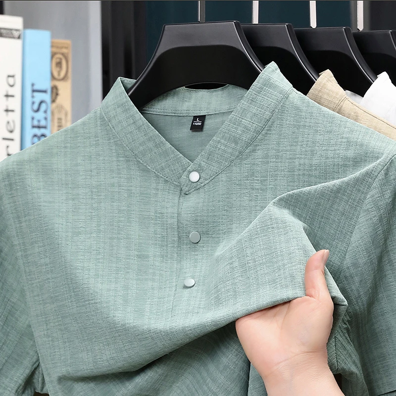 Summer Stand Collar Half Butto - Home Of Textiles reseña y precio