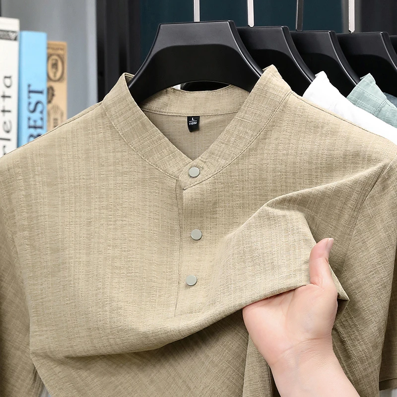 Summer Stand Collar Half Butto - Home Of Textiles reseña y precio