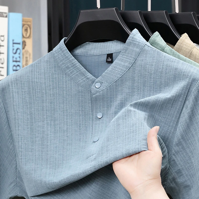 Summer Stand Collar Half Butto - Home Of Textiles reseña y precio