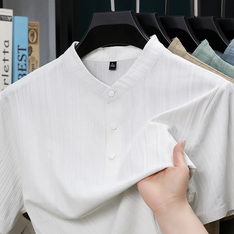 Summer Stand Collar Half Butto - Home Of Textiles reseña y precio