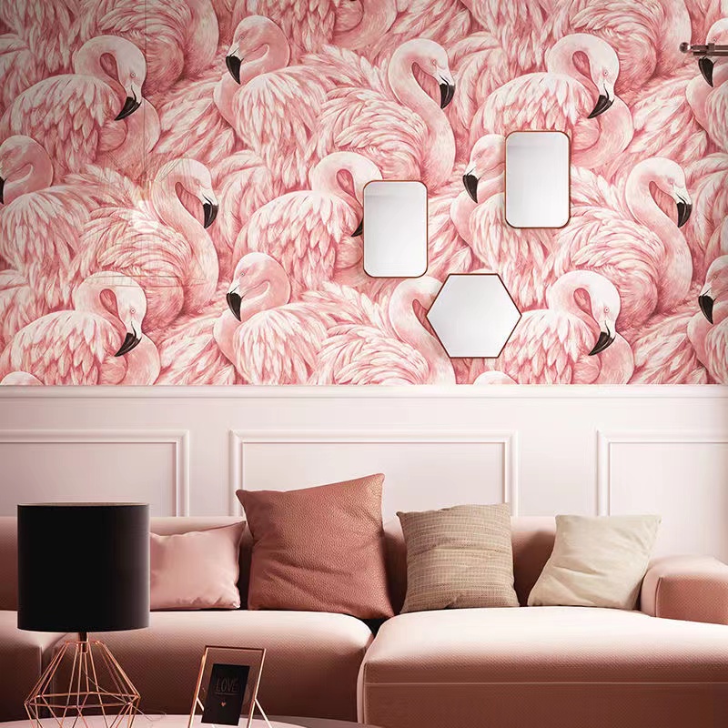 Nordic Ins Pink Flamingo Wallp - Home Textiles Store reseña y precio
