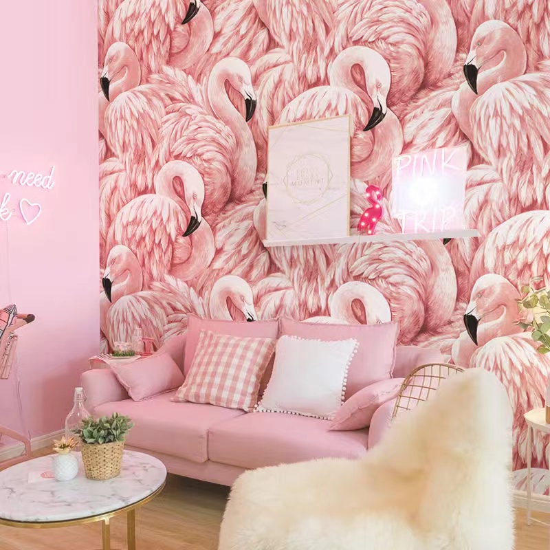 Nordic Ins Pink Flamingo Wallp - Home Textiles Store reseña y precio