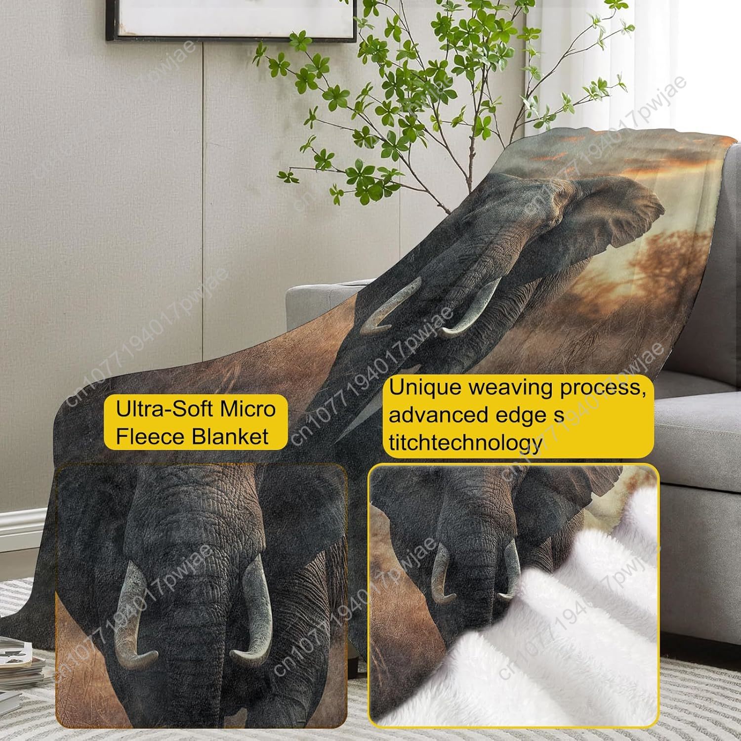 Elephant Fleece Blanket, Reali - Home Of Textiles reseña y precio