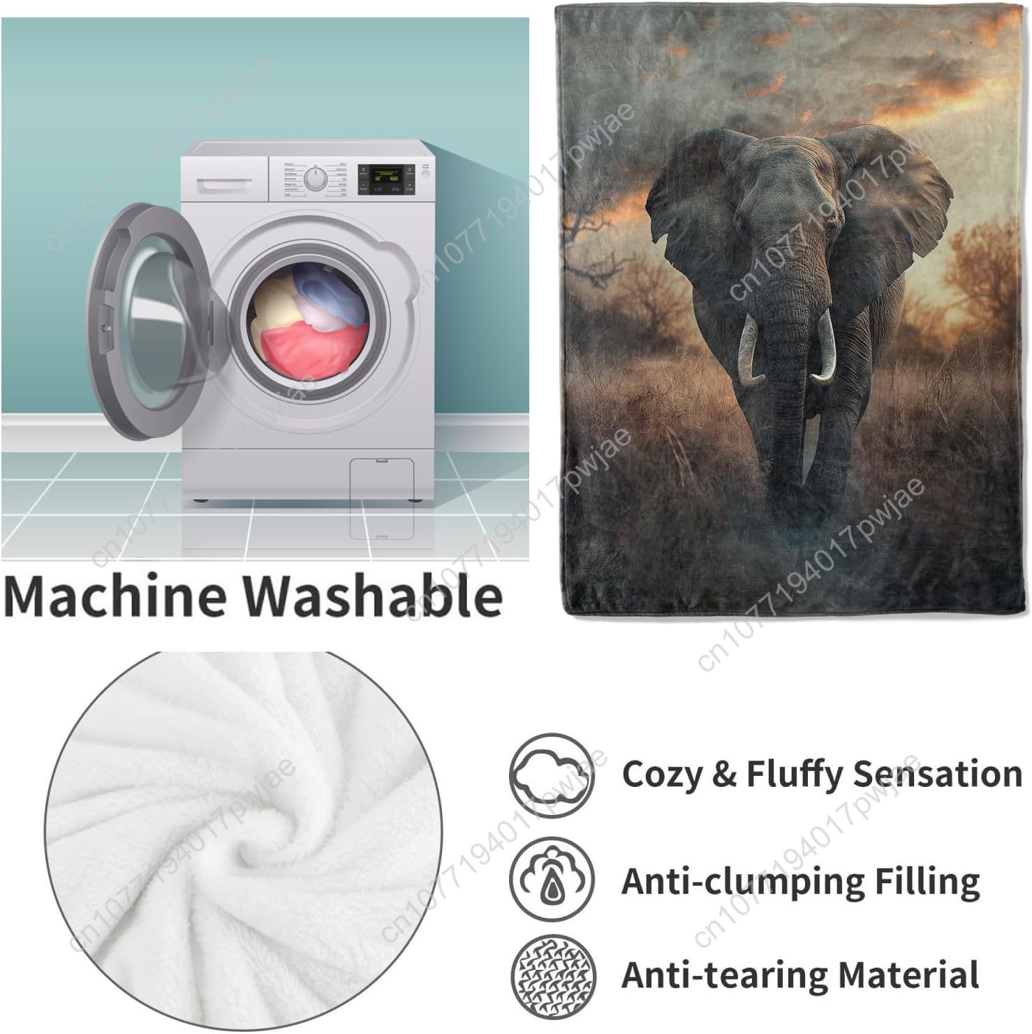 Elephant Fleece Blanket, Reali - Home Of Textiles reseña y precio