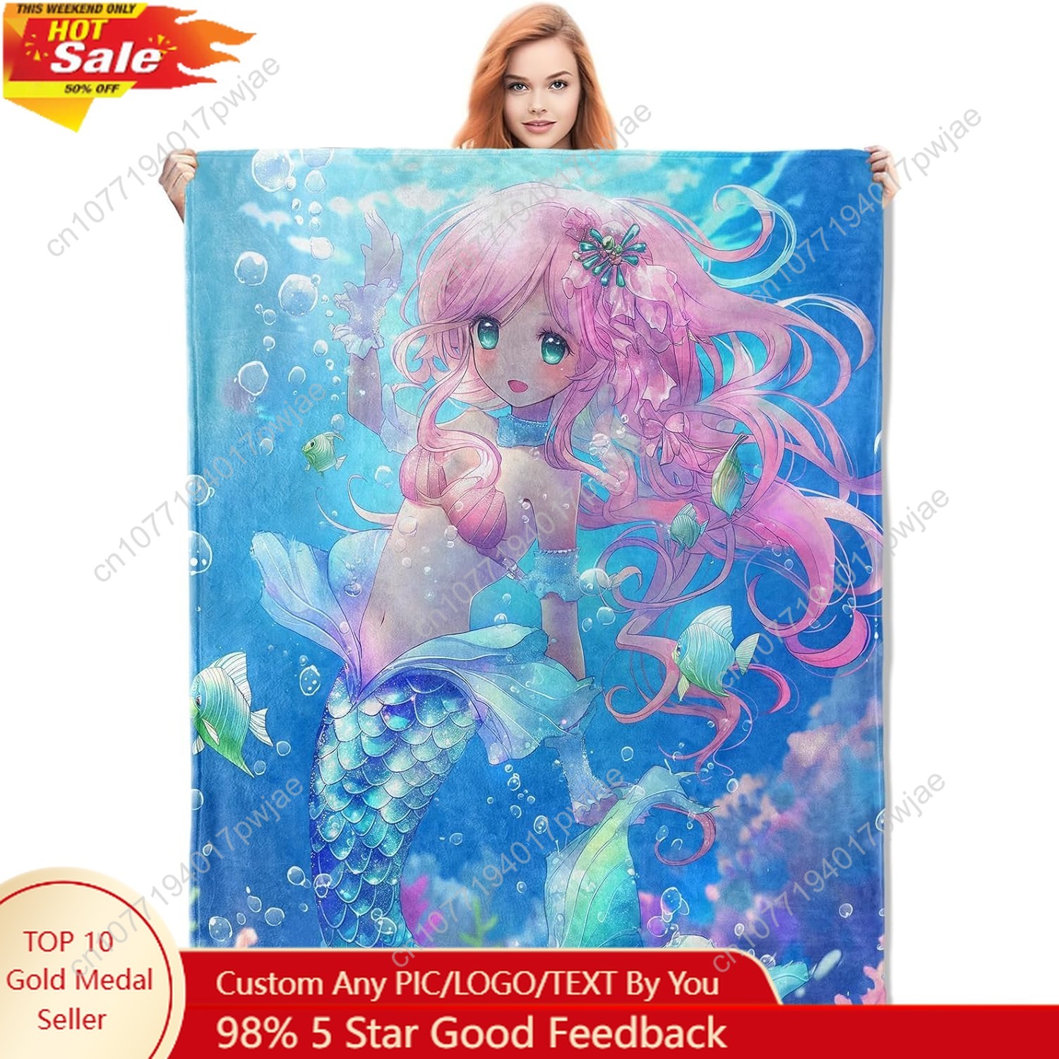 Cute Mermaid Blanket Cartoon F - Home Textiles And Decor reseña y precio