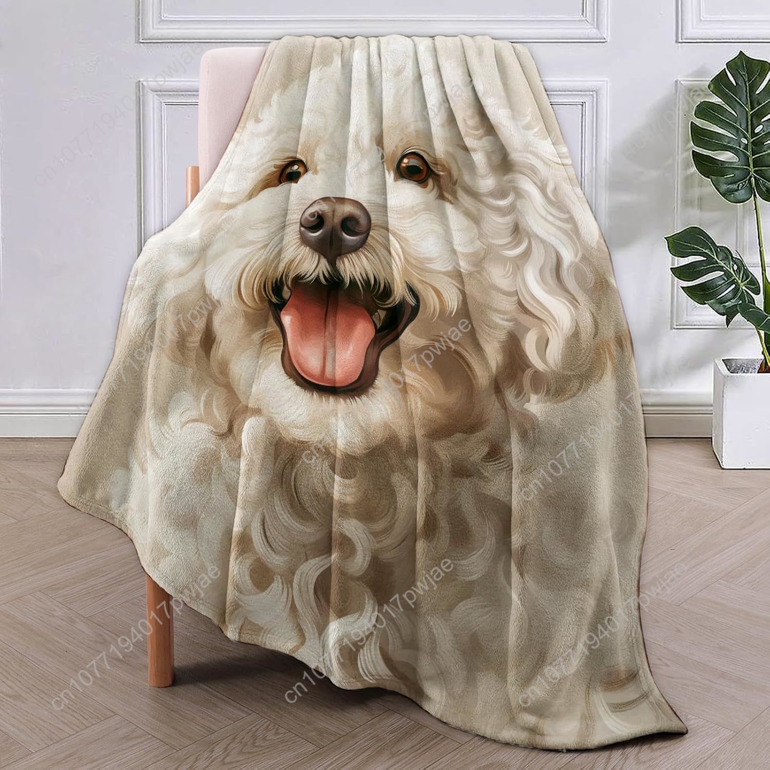 Joyful Poodle Portrait Blanket - Home Of Textiles reseña y precio