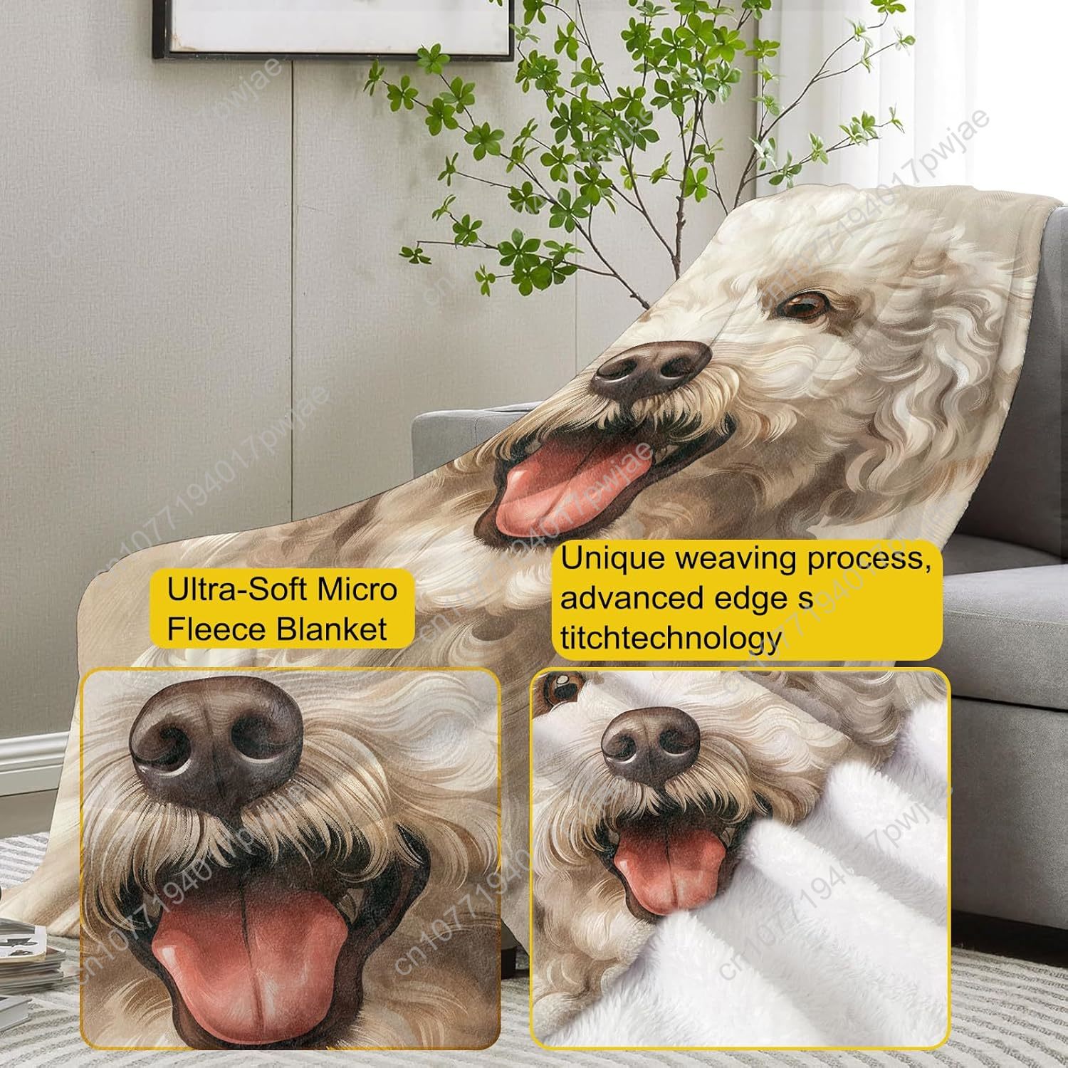 Joyful Poodle Portrait Blanket - Home Of Textiles reseña y precio