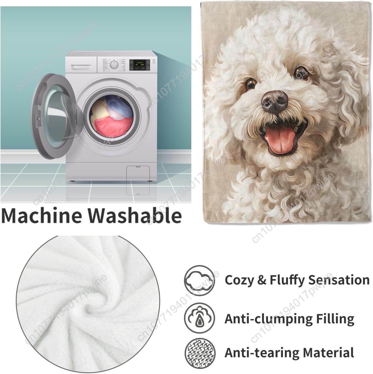 Joyful Poodle Portrait Blanket - Home Of Textiles reseña y precio