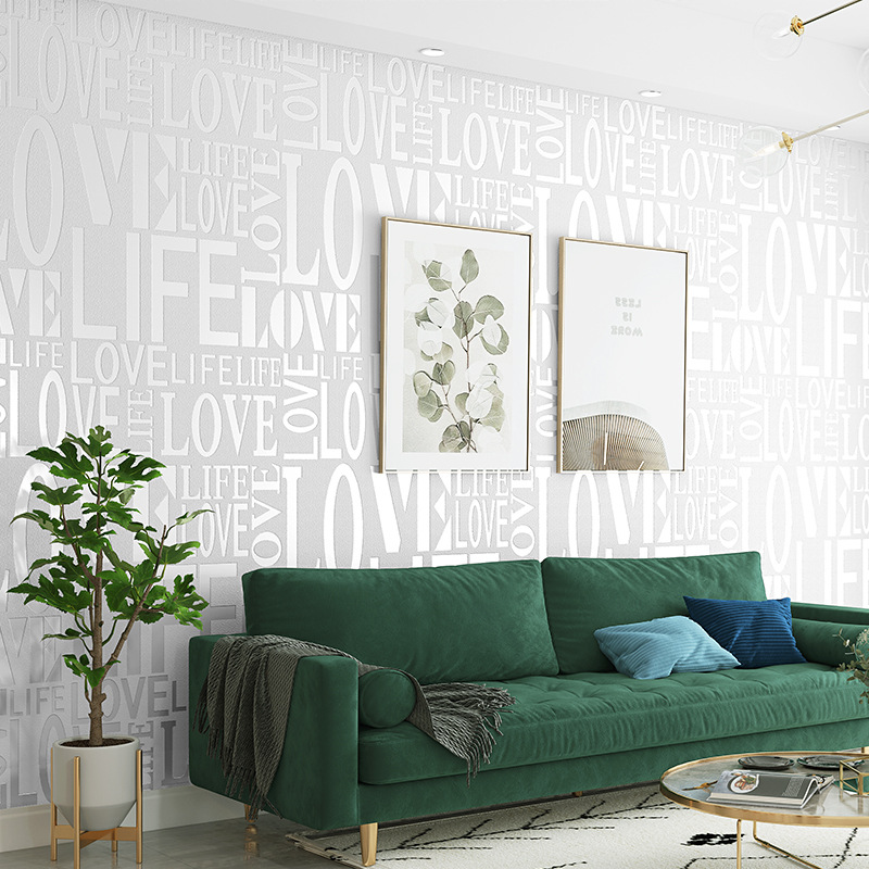 English Letter Wallpaper Cloth - Home Textiles Store reseña y precio